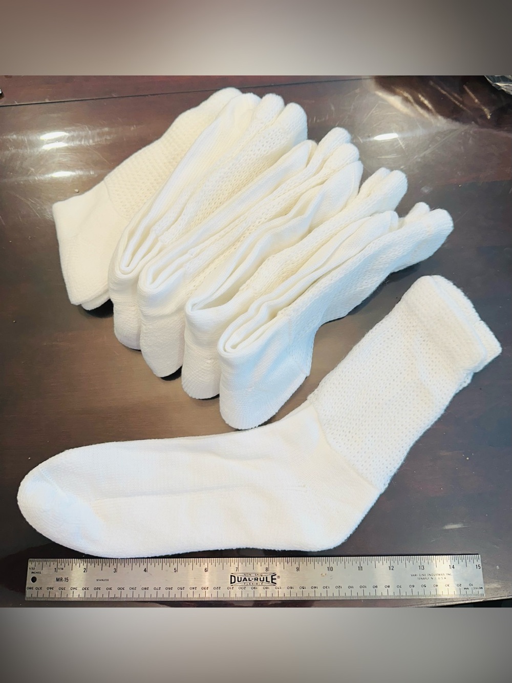 New Men's White Diabetic Crew Socks - 6 Pair
